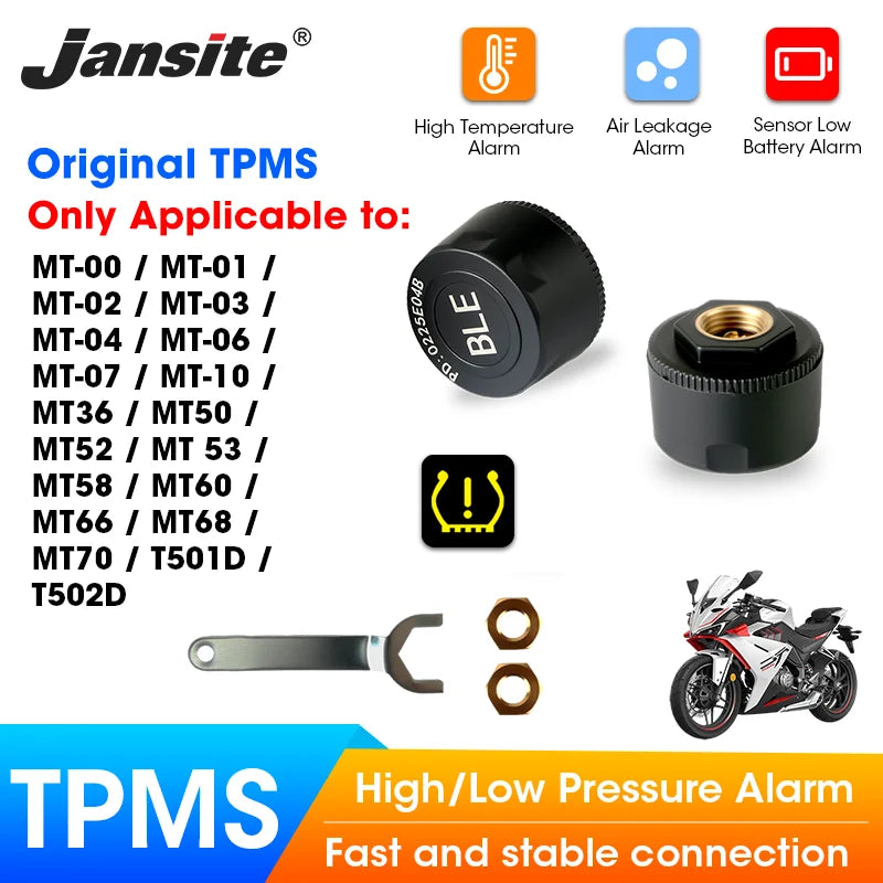 Jansite Motorcycles TPMS Designed for Specific Model Temperature Warning Gauge Moto Tire Pressure Sensors Motorcycle Accessories