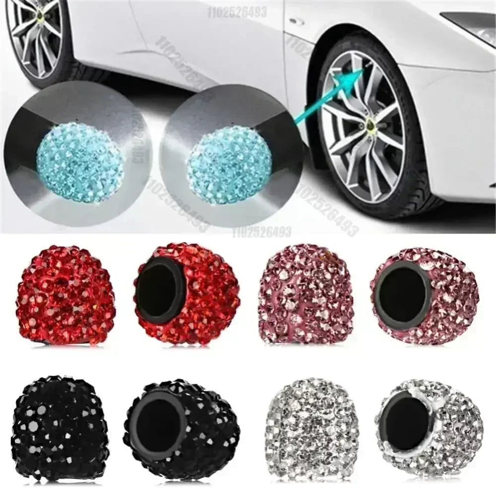 4/2pcs Diamond Crystal Motorcycle Car Tire Valve Caps Shining Dust-proof Wheel Valve Cover Vehicle Bling Valve Cap Styling Toos