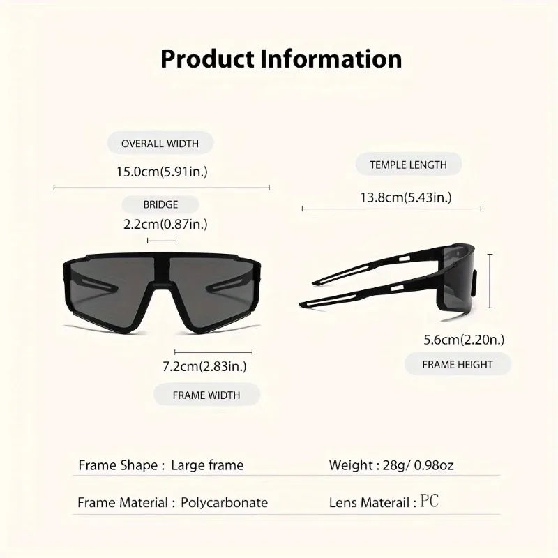 2pcs Men's Oversized Cycling Sunglasses Women Sport Goggles Windproof Lens Road Riding Bike Eyewear UV400 Gafas De Sol