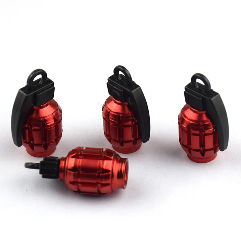 Valve Stem Caps Grenade Styling Universal Aluminum Alloy 4Pcs set Car Truck Motorcycle Wheel Tyre Accessories Bike Bicycle