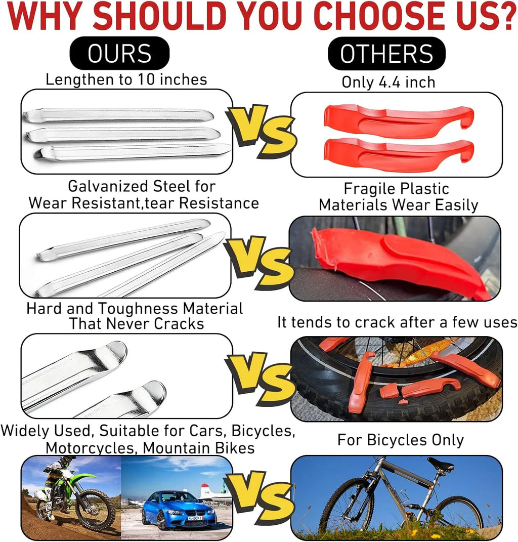 Multifunctional Tire Change Tool 27cm Bike Motorcycle Car Tire Lever Kit Curved Steel Tyre Iron Pry Bar Removal Repair Tool