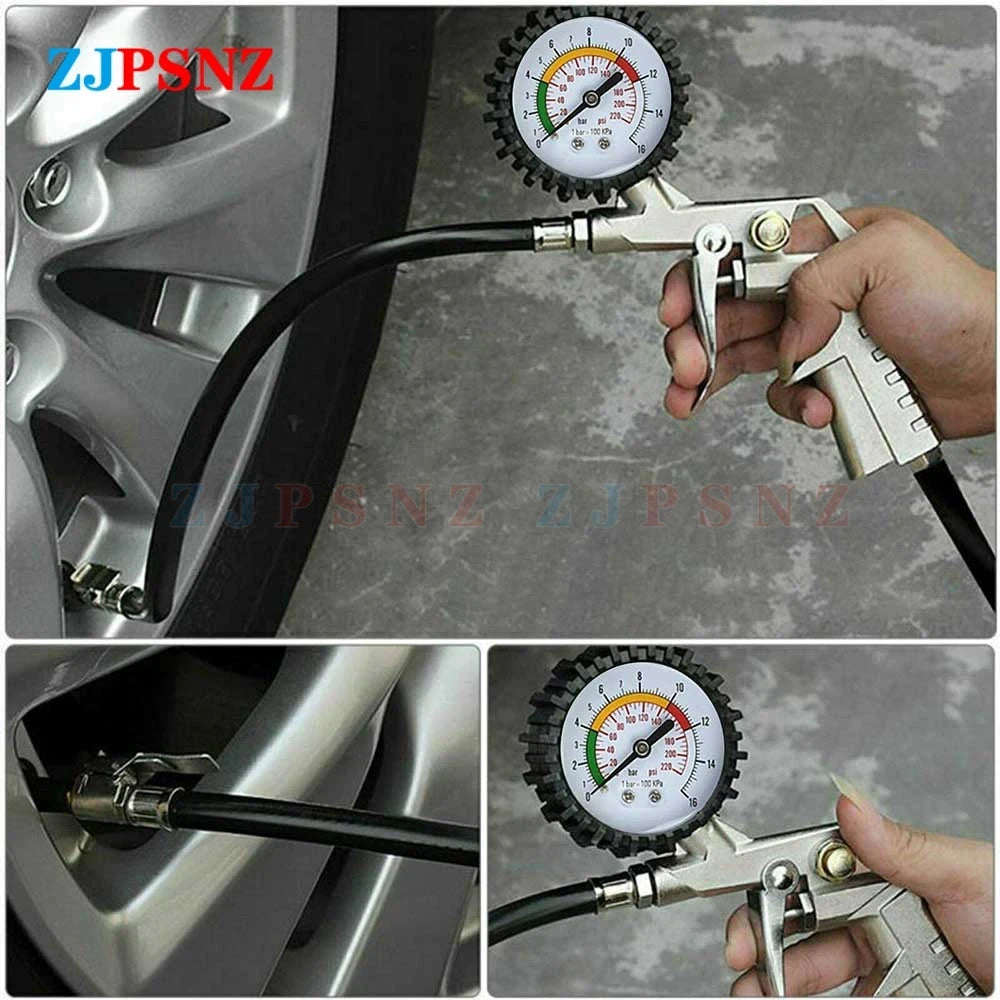 0-16Bar/0-220Psi Auto Tire Pressure Gauge Pressure Gun Type For Air Compressor Car SUV Motorcycle Inflator Pump Tire Repair Tool