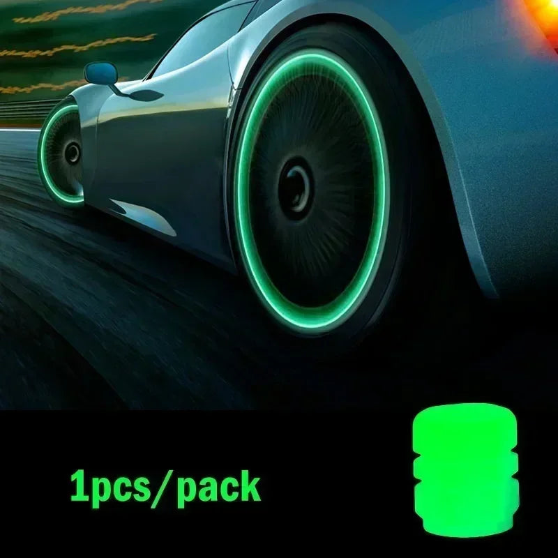 Motorcycle, bicycle wheel hub, valve cap, car luminous tire, valve cap, fluorescent green blue luminous