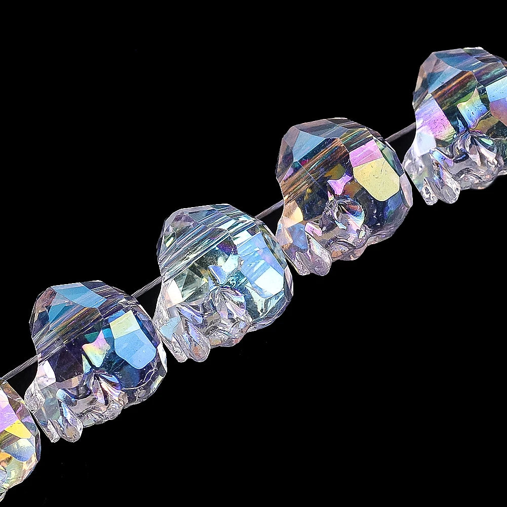 Faceted Crystal Skull Beads 13mm Halloween DIY Jewelry Making Charms Accessories Bracelets Necklaces Decorations Gothic Craft