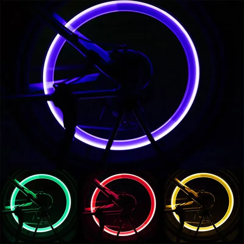 2PCS Bicycle Lights Motion Sensor LED Lights Road MTB Bike Tire Valve Caps Wheel Spokes LED Light Bicycle Accessories Neon Flash