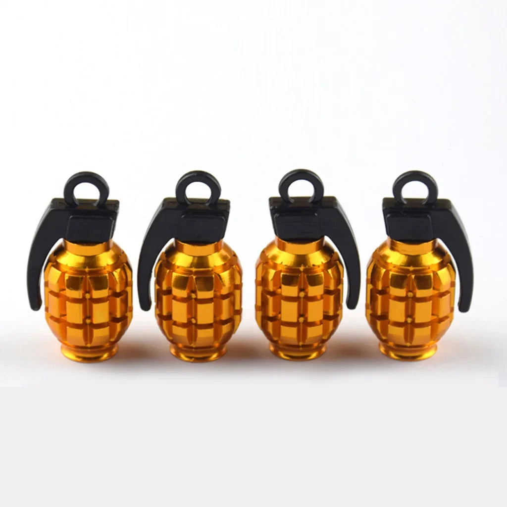Valve Stem Caps Grenade Styling Universal Aluminum Alloy 4Pcs set Car Truck Motorcycle Wheel Tyre Accessories Bike Bicycle