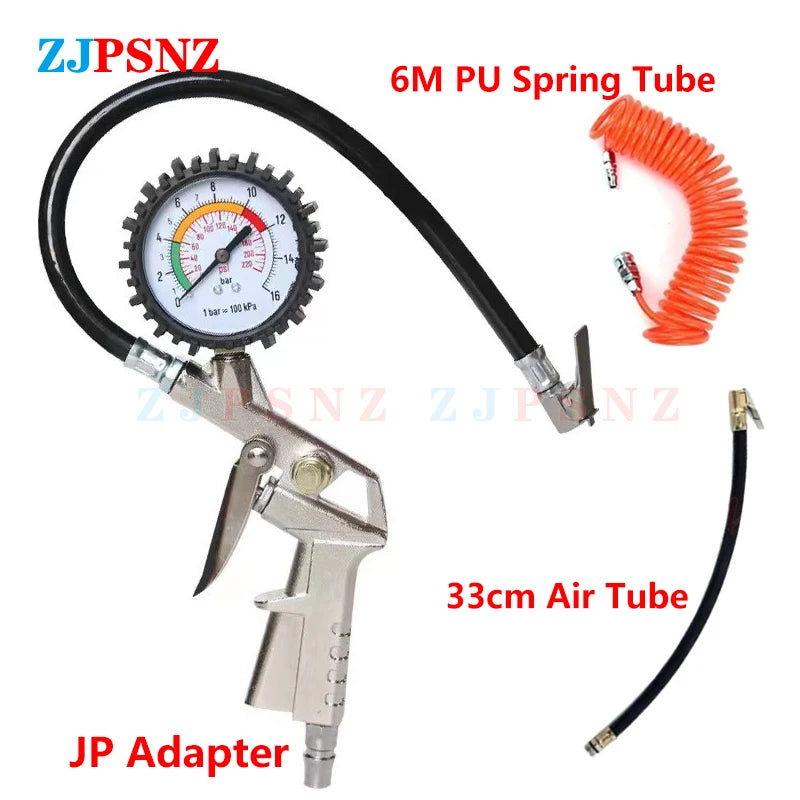 0-16Bar/0-220Psi Auto Tire Pressure Gauge Pressure Gun Type For Air Compressor Car SUV Motorcycle Inflator Pump Tire Repair Tool