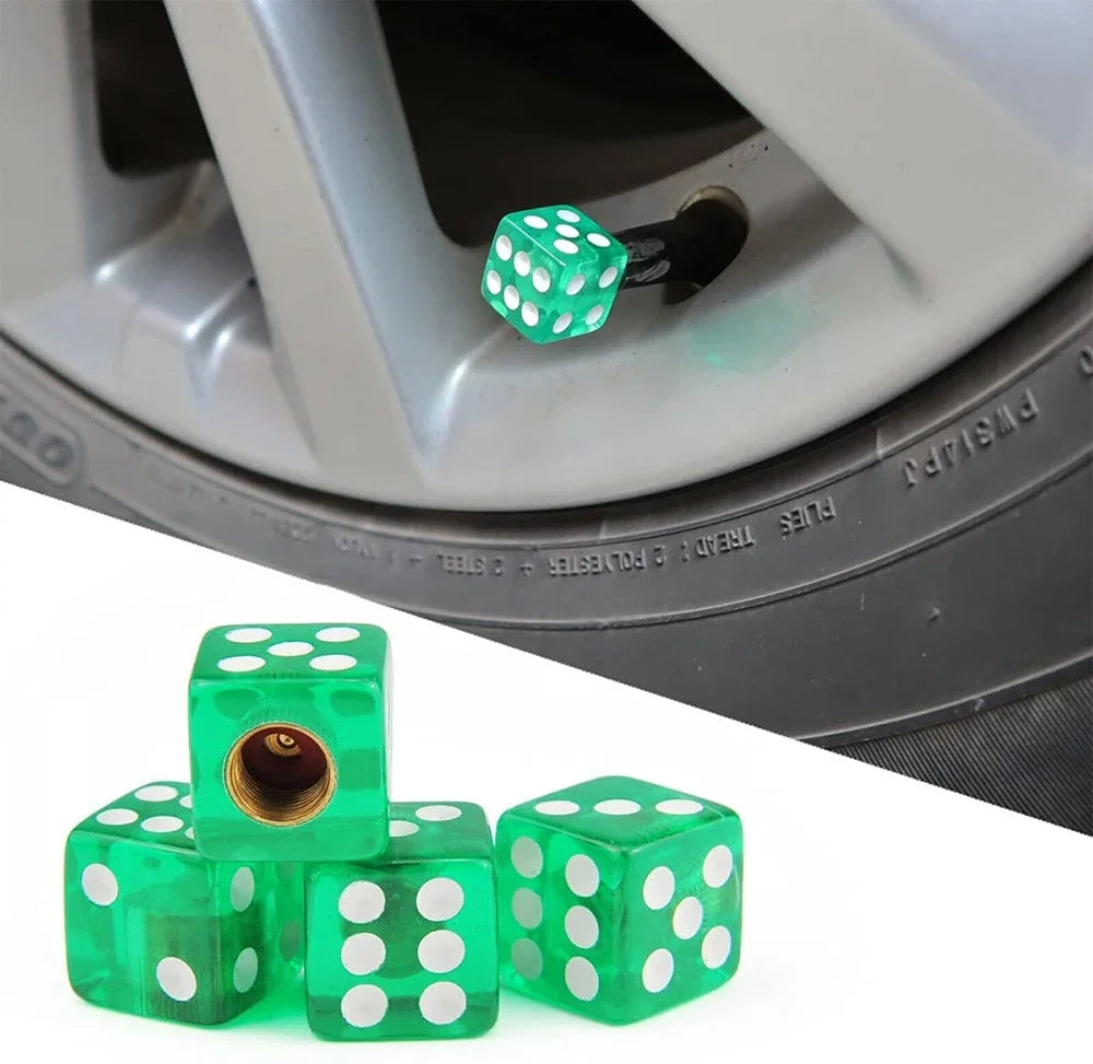 Dice Valve Cap Acrylic Motorcycle Wheel Stem Cover Bicycle Dustproof Stem Cap Multicolored Tire Cap for Bike Car Bicycle Truck