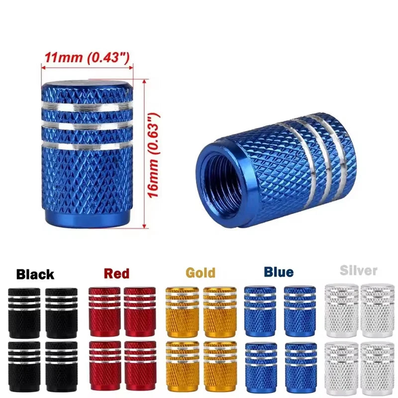 Aluminum Alloy Tire Valve Stem Caps 4 Pcs Universal Stem Covers for Cars Motorcycles and Bikes Auto Tire Accessoires