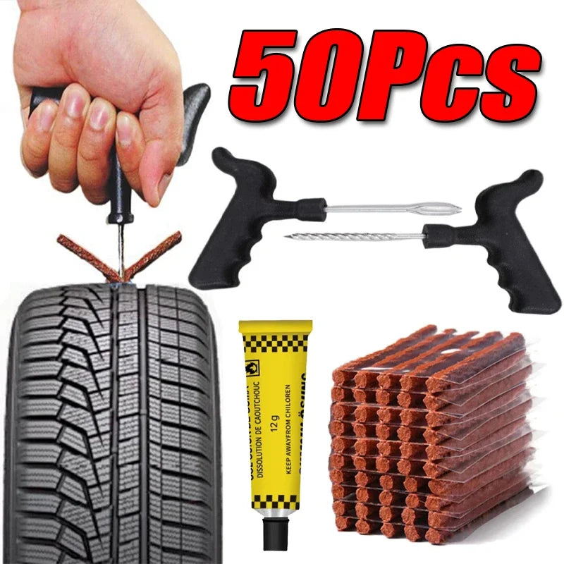 Roadside Emergency Tubeless Tire Puncture Repair Kit Rubber Plugs Insertion Tools for Auto Motorcycle Truck SUV ATV