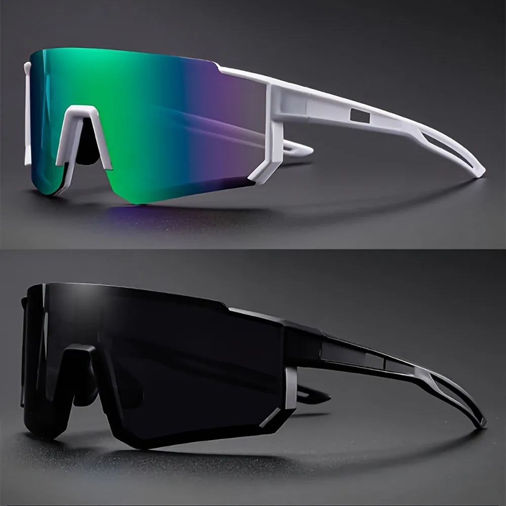 2pcs Men's Oversized Cycling Sunglasses Women Sport Goggles Windproof Lens Road Riding Bike Eyewear UV400 Gafas De Sol