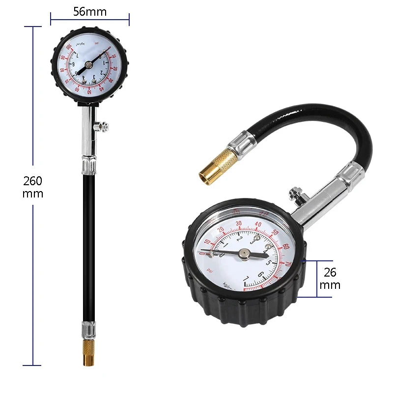 Universal Tire Pressure Monitor, 0-100PSI High Precision Long Tube Tyre Gauge for Car and Motorcycle