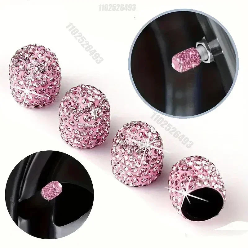 4/2pcs Diamond Crystal Motorcycle Car Tire Valve Caps Shining Dust-proof Wheel Valve Cover Vehicle Bling Valve Cap Styling Toos