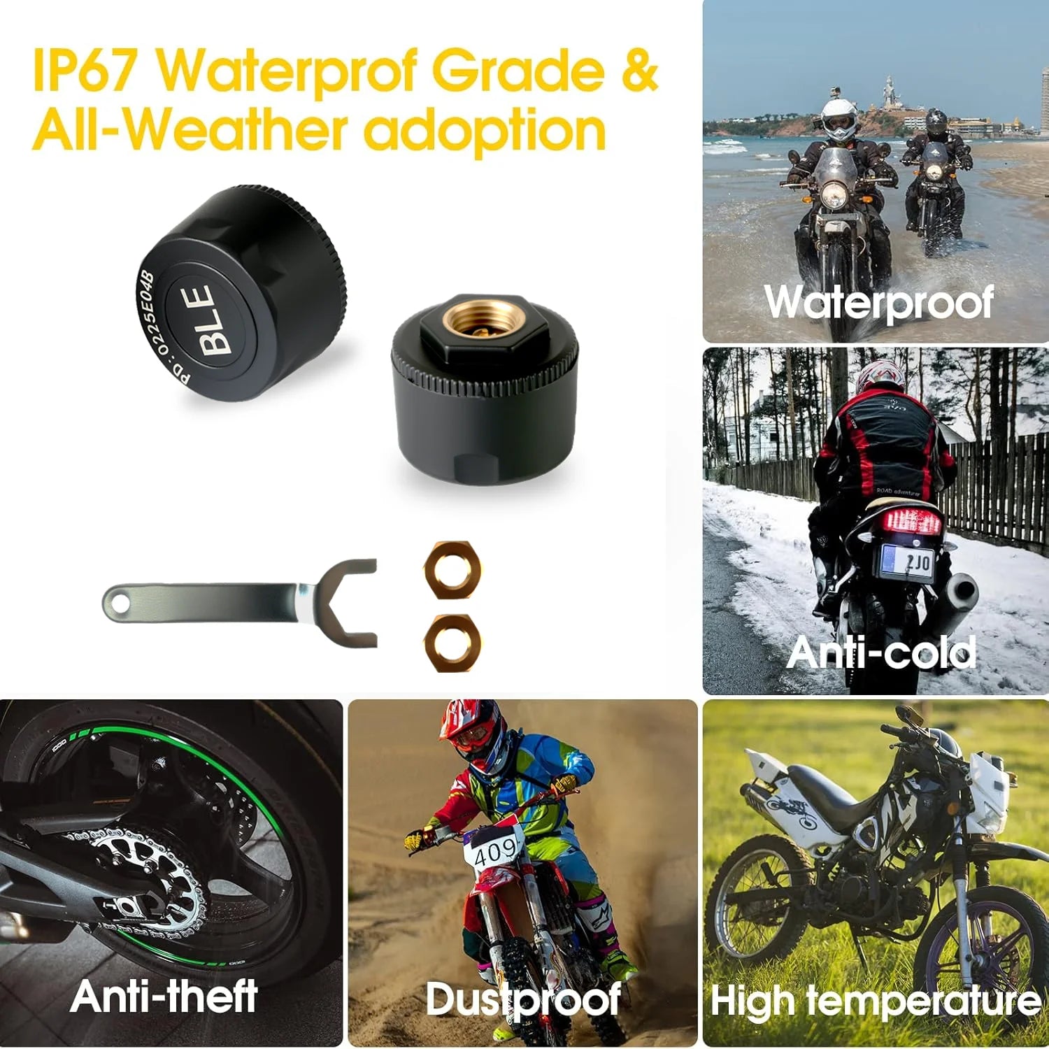 Jansite Motorcycles TPMS Designed for Specific Model Temperature Warning Gauge Moto Tire Pressure Sensors Motorcycle Accessories