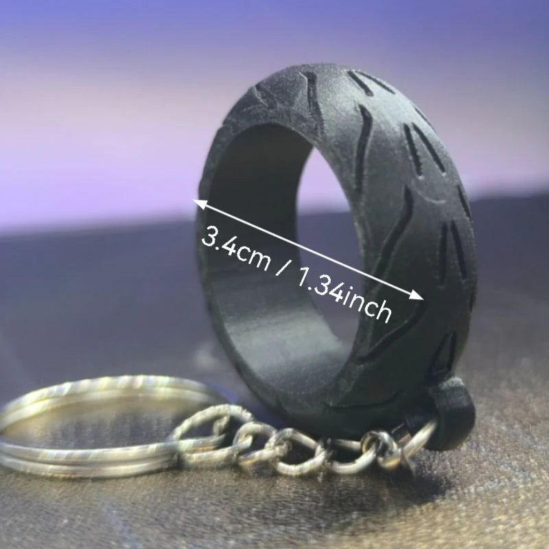 Motorcycle Tire Keychain Key Ring with Wheel Pattern Design for Biker Enthusiasts