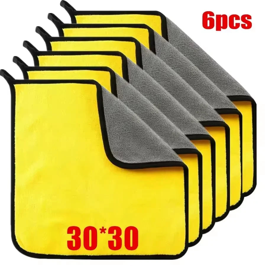 1/2/3/6/10pcs 30X60cm Microfiber Car Cleaning Towels Soft Quick Drying for Windows Mirrors Wiping Rags Double Layer Wash Cloth