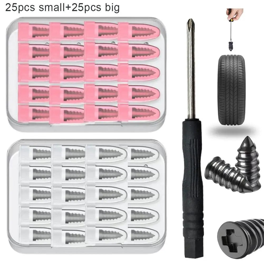 Car Vacuum Tyre Repair Nails Tool Set Rubber Tire Puncture Repair Kit with Repair Glue for Cars Truck Motorcycle