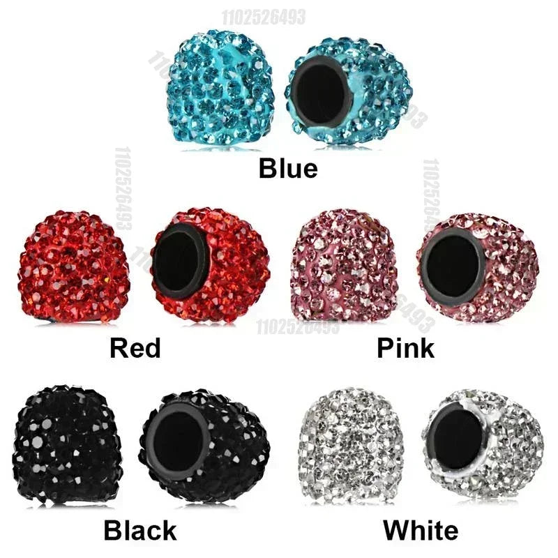 4/2pcs Diamond Crystal Motorcycle Car Tire Valve Caps Shining Dust-proof Wheel Valve Cover Vehicle Bling Valve Cap Styling Toos