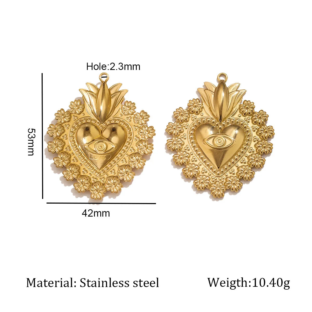 5Pcs PVD Gold Stainless Steel Heart Charms Boho Enamel Sunflower Pendants For DIY Jewelry Findings For Bracelet Necklace Making