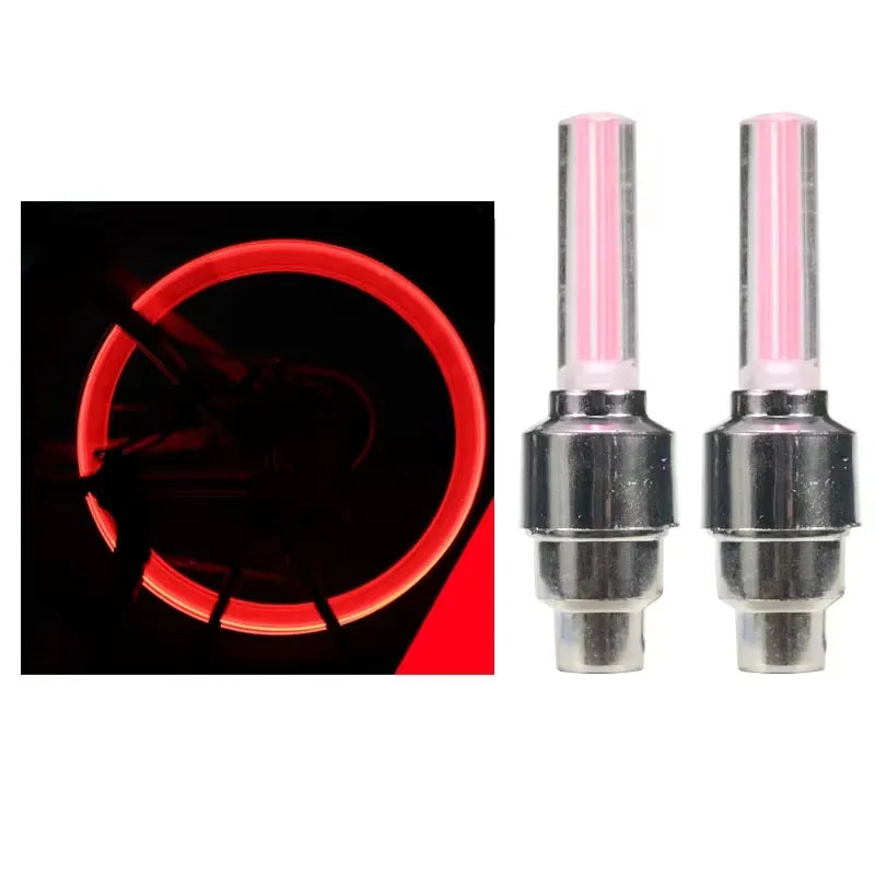 2PCS Bicycle Lights Motion Sensor LED Lights Road MTB Bike Tire Valve Caps Wheel Spokes LED Light Bicycle Accessories Neon Flash
