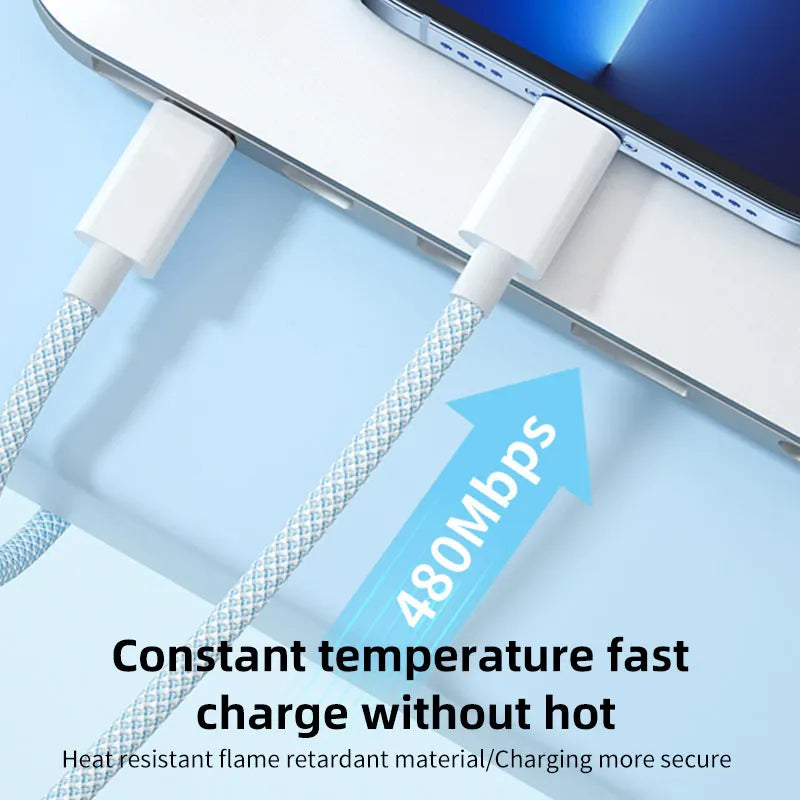 PD 60W Fast Charger USB C To Type C Cable For iPhone 15 16 17 Pro Max Quick Charging For Samsung S26 Xiaomi USB C Charger Cable