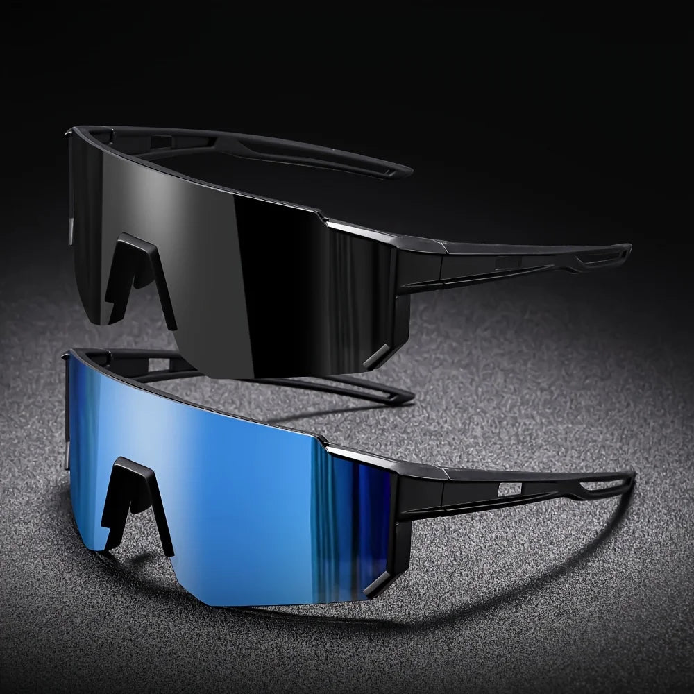 2pcs Men's Oversized Cycling Sunglasses Women Sport Goggles Windproof Lens Road Riding Bike Eyewear UV400 Gafas De Sol