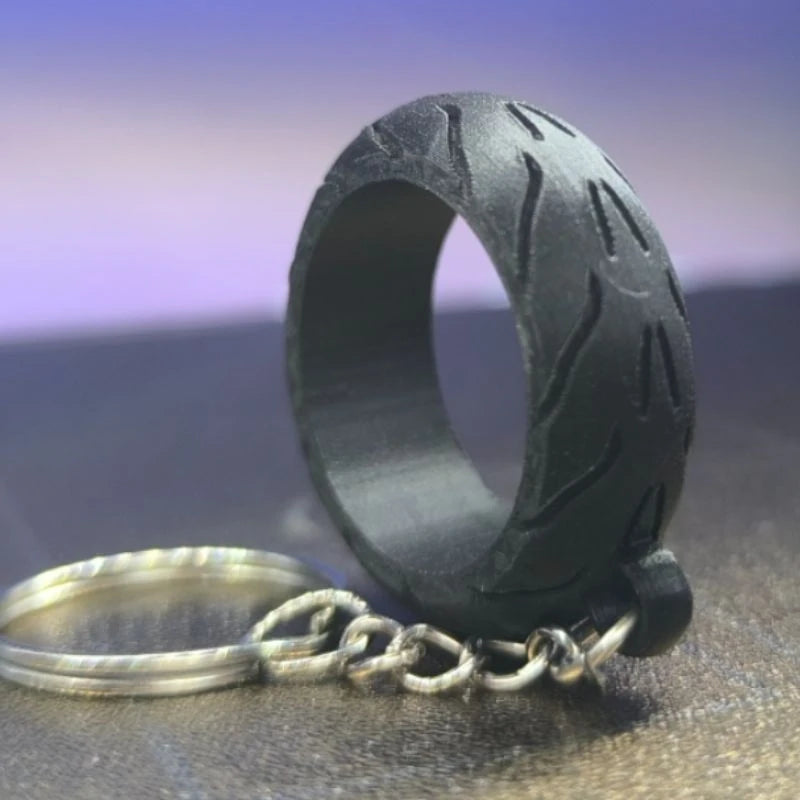 Motorcycle Tire Keychain Key Ring with Wheel Pattern Design for Biker Enthusiasts