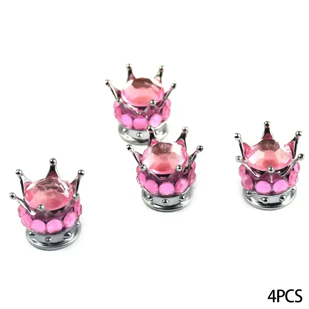 4PCS Car Motorcycle Bicycle Air Cover Car Wheel Tire Valve Caps Cover Crown Shape Bling Diamond Tyre Stem Dust Valve Caps Truck
