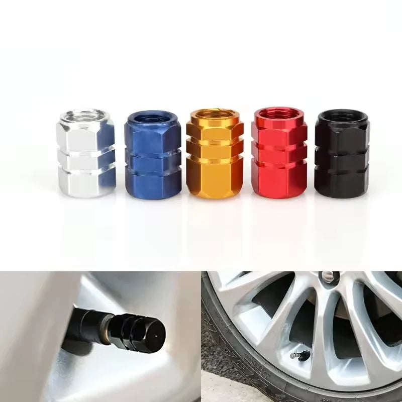 Aluminum Alloy Tire Valve Stem Caps 4 Pcs Universal Stem Covers for Cars Motorcycles and Bikes Auto Tire Accessoires