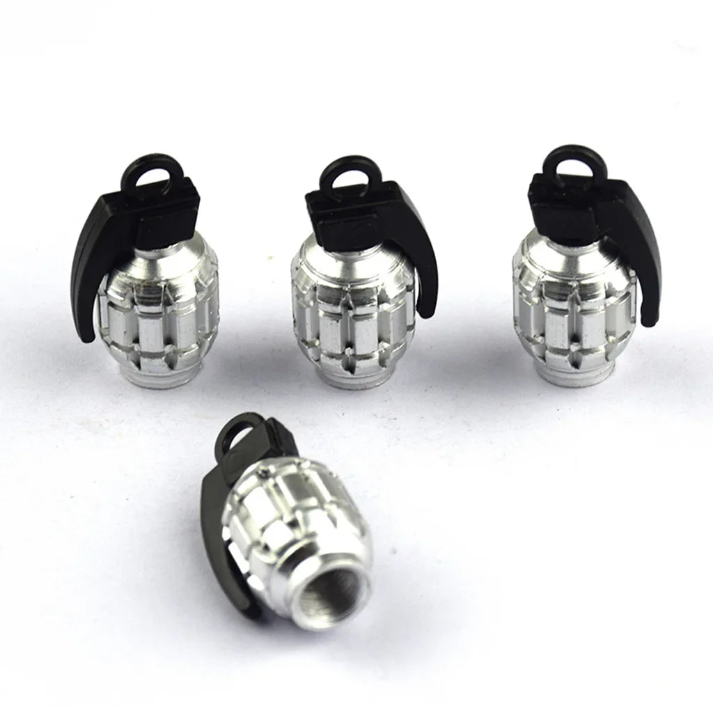 Valve Stem Caps Grenade Styling Universal Aluminum Alloy 4Pcs set Car Truck Motorcycle Wheel Tyre Accessories Bike Bicycle