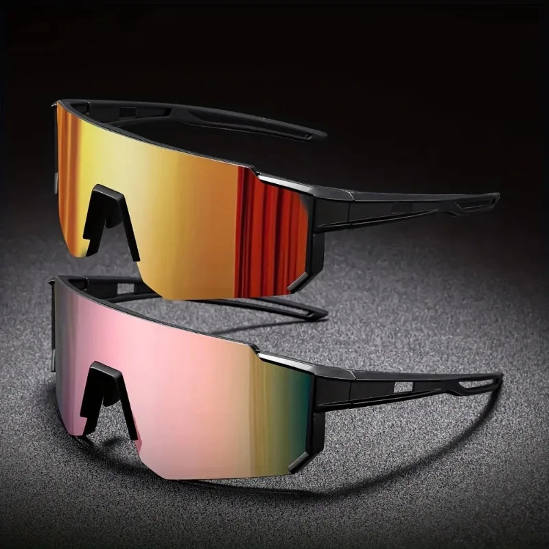 2pcs Men's Oversized Cycling Sunglasses Women Sport Goggles Windproof Lens Road Riding Bike Eyewear UV400 Gafas De Sol