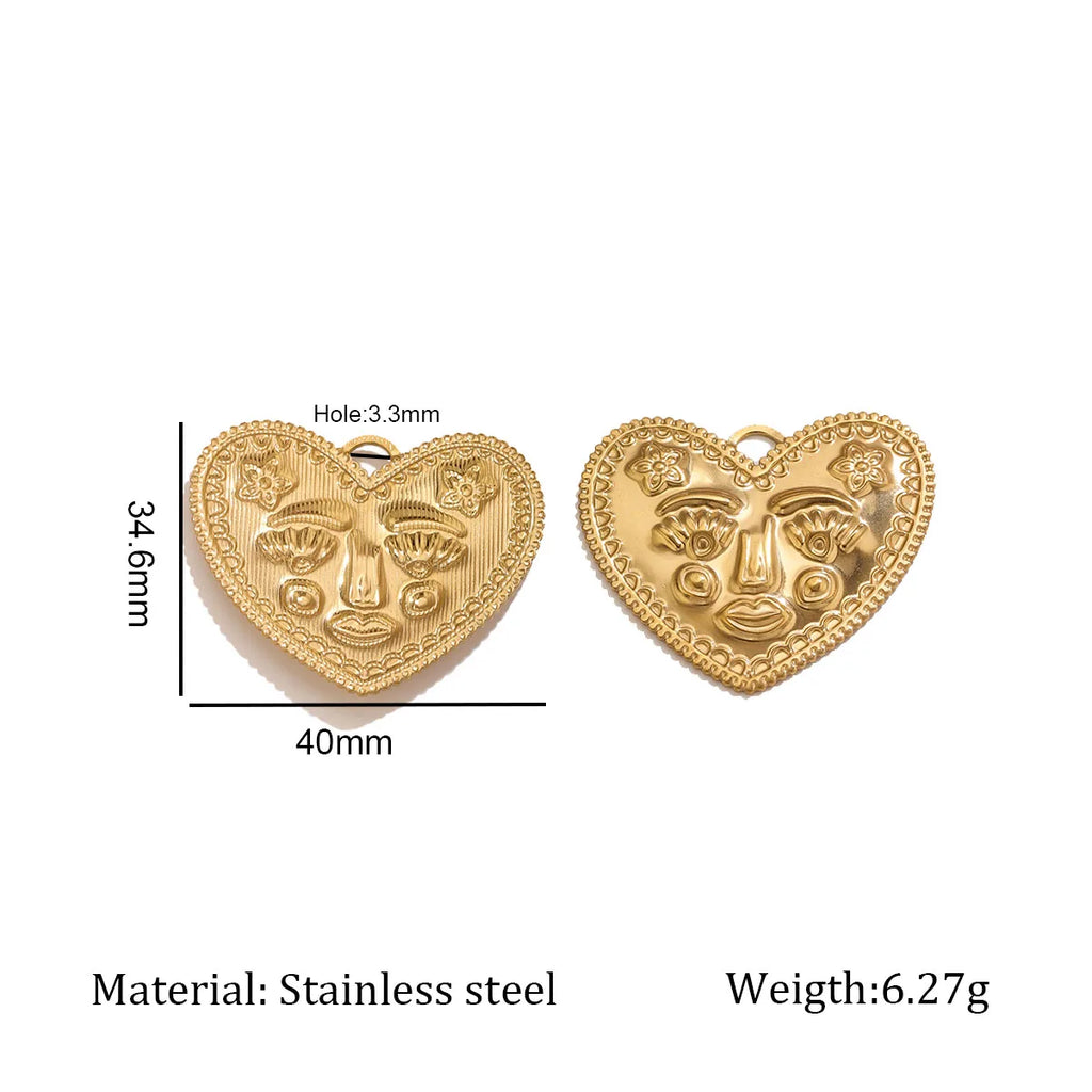 5Pcs PVD Gold Stainless Steel Heart Charms Boho Enamel Sunflower Pendants For DIY Jewelry Findings For Bracelet Necklace Making