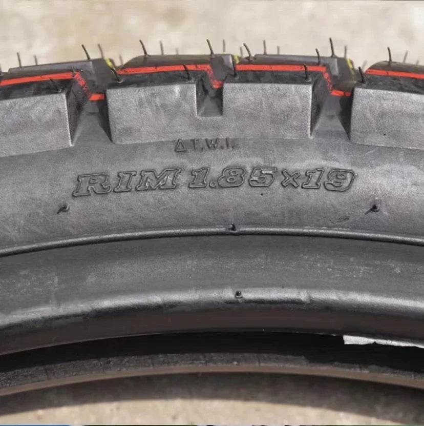 Off road motorcycle tires, front 80/100-19, rear 120/90-16, turtle back large pattern inner and outer tires
