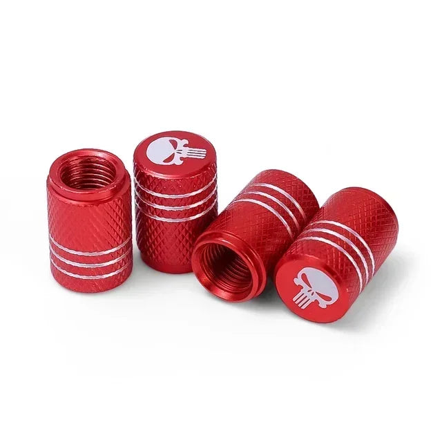 NEW 4pcs Skull Pattern Tire Valve Caps Decor Car Motorcycle Bike Aluminum Alloy Dustproof Cover Wheel Tyre Stem Valve Cap