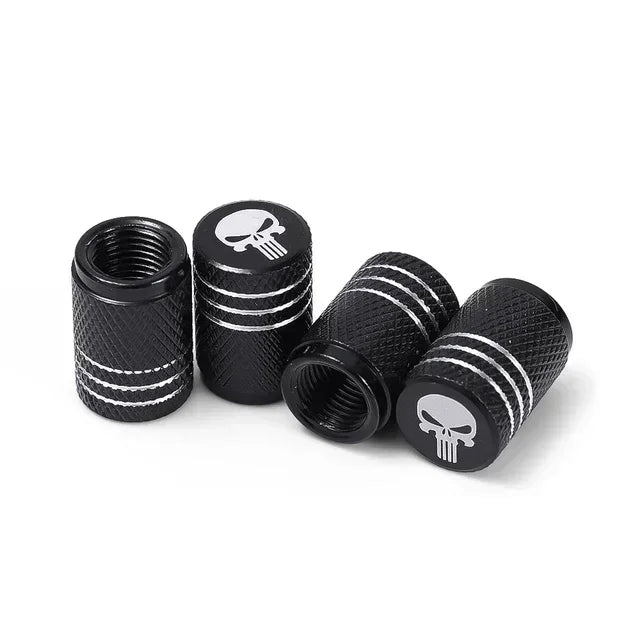 NEW 4pcs Skull Pattern Tire Valve Caps Decor Car Motorcycle Bike Aluminum Alloy Dustproof Cover Wheel Tyre Stem Valve Cap
