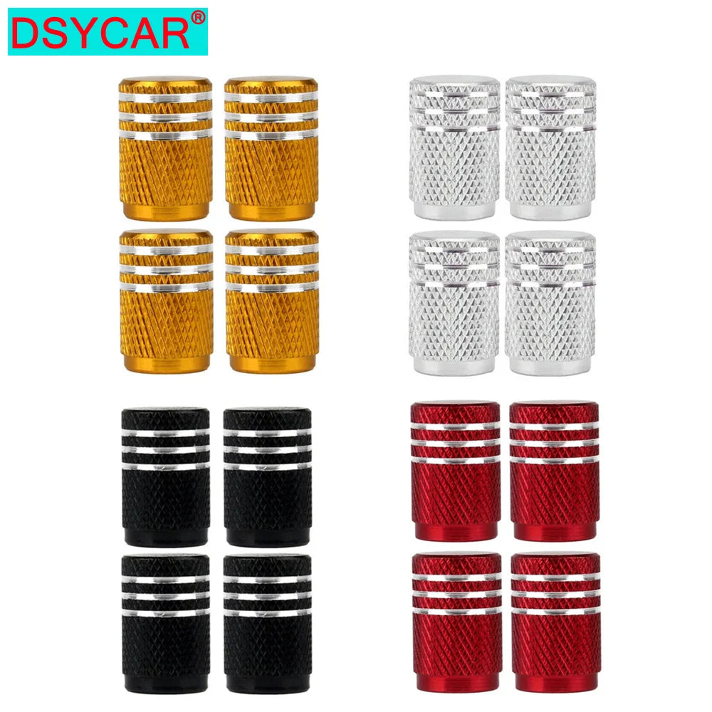 DSYCAR 4Pcs/Lot Universal Alu-Alloy Tire Valve Caps for Car Truck Motorcycle Bicycle Valve Stem Cover Tire Accessories