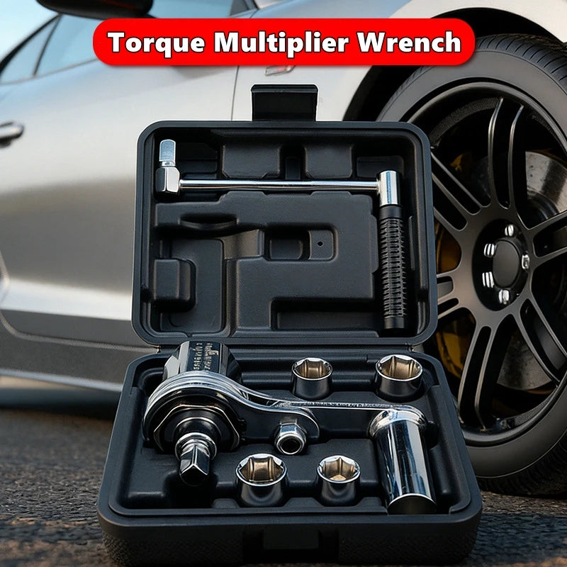 Torque Multiplier Set 1/2” 17mm/19mm/21mm/22mm Sockets,Labor Saving Lug Nut Remover Hand Wrench Kit for  Motorcycle Tire Repair