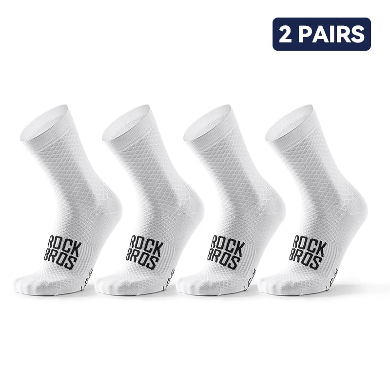 ROCKBROS Cycling Socks Breathable Professional Sport Socks Comfortable High-elastic Outdoor Bicycle Socks shock-absorbing 2Pairs