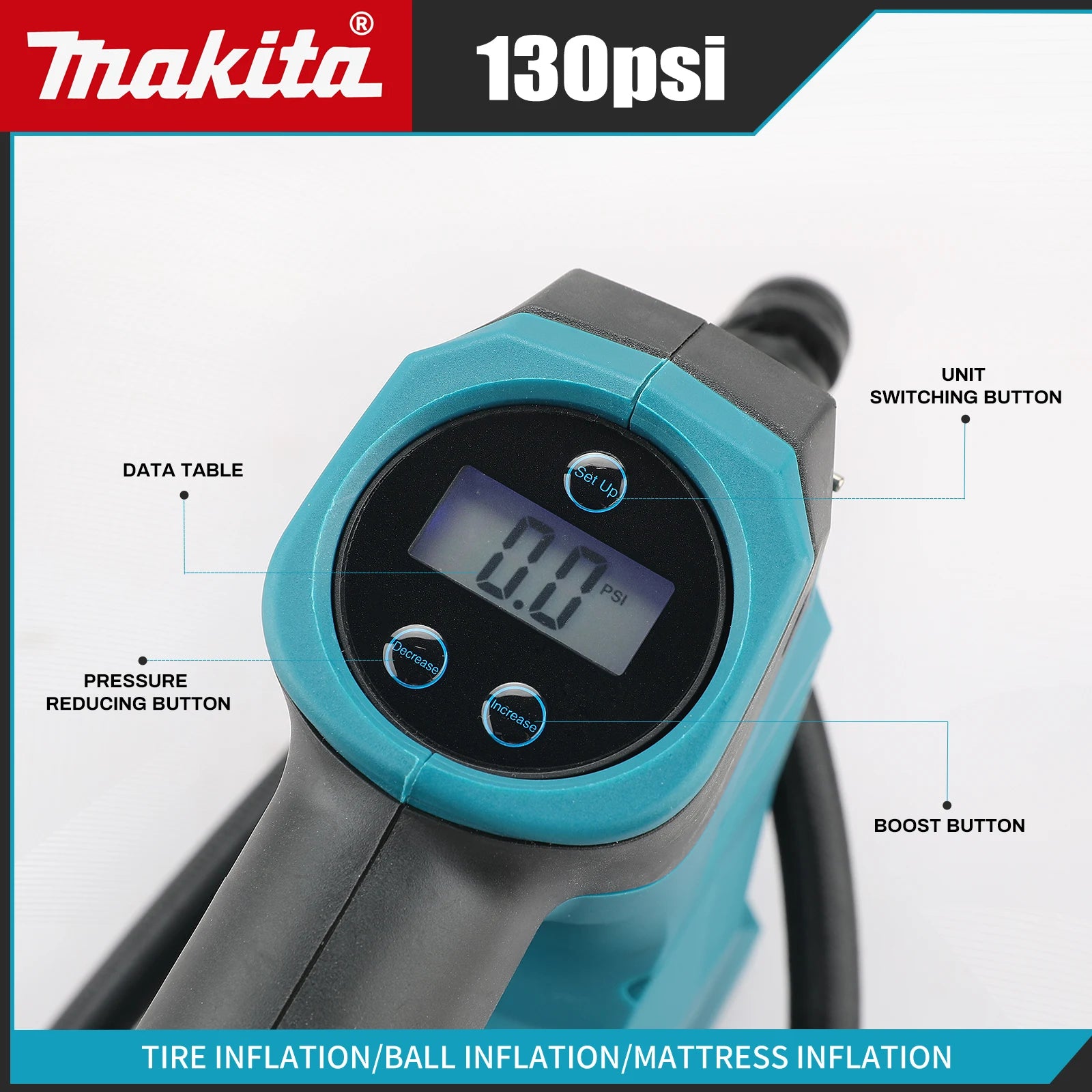 Makita DYS59 18V Battery Portable Air pump Lithium-Ion Cordless Inflator For Car Tyre Inflator Electric Motorcycle Pump