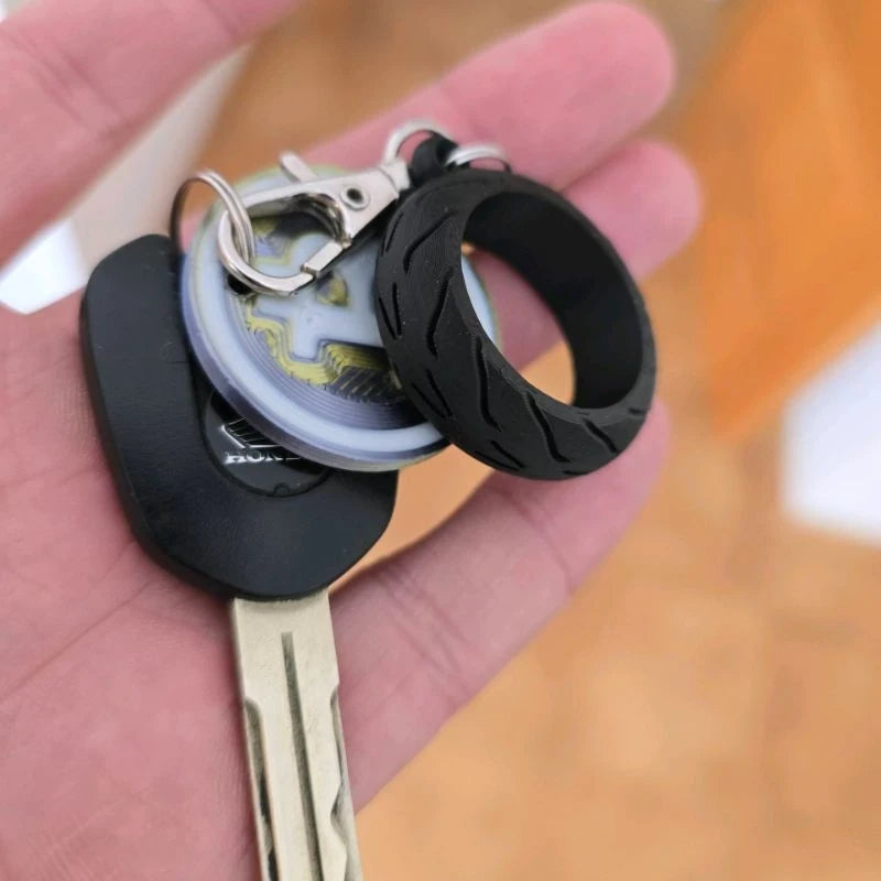Motorcycle Tire Keychain Key Ring with Wheel Pattern Design for Biker Enthusiasts