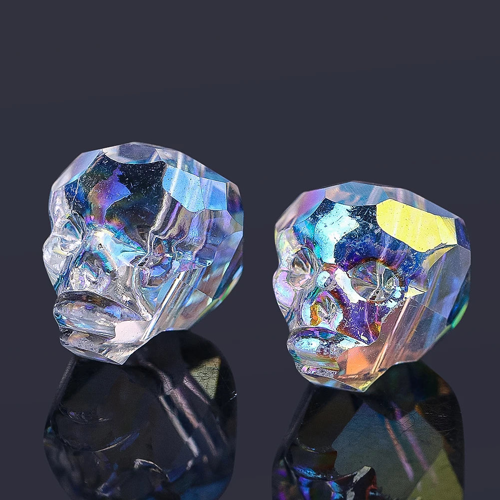 Faceted Crystal Skull Beads 13mm Halloween DIY Jewelry Making Charms Accessories Bracelets Necklaces Decorations Gothic Craft