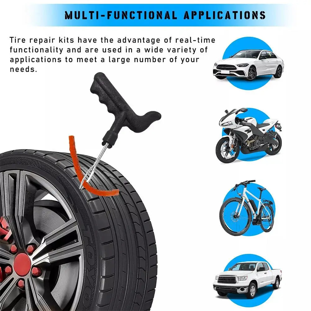 Tire Repair Kit Quick Motorcycle Emergency Tubeless Tire Puncture Repair Tools Tire Rubber Strips Puncture Plugs Repair Tool