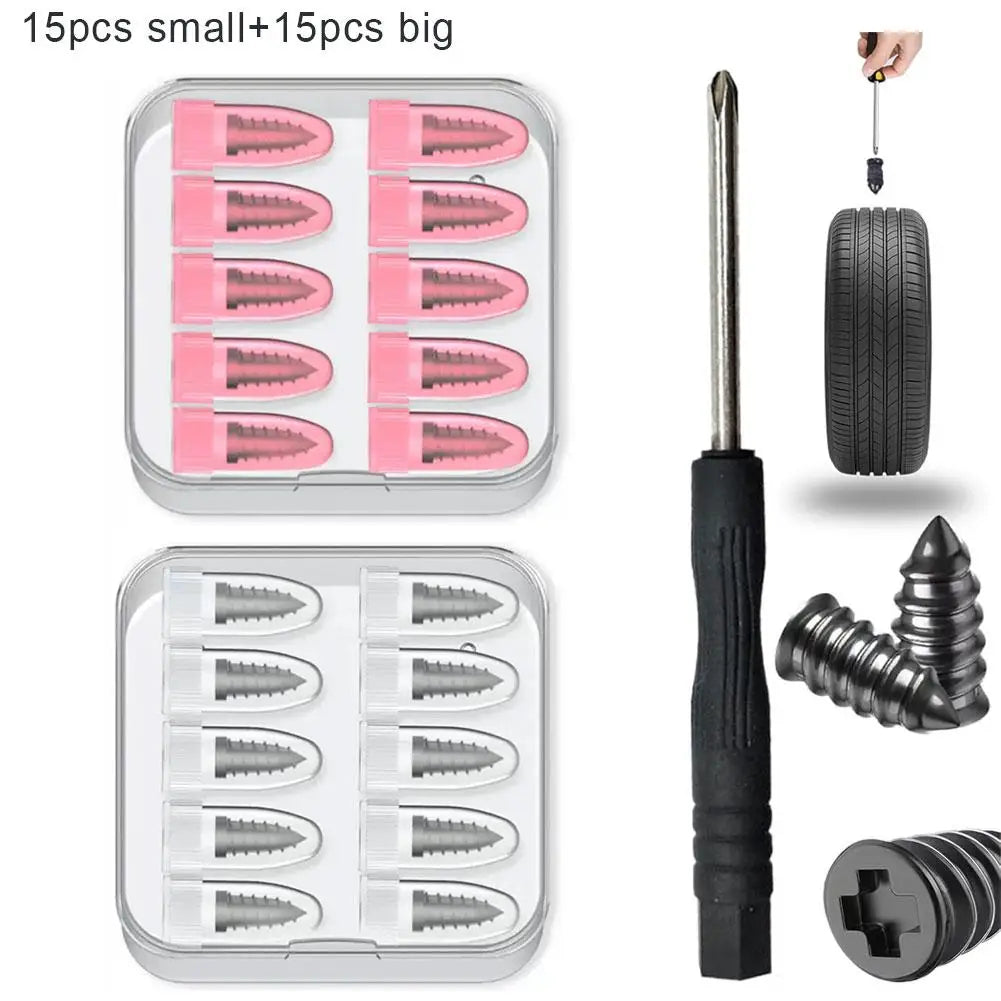 Car Vacuum Tyre Repair Nails Tool Set Rubber Tire Puncture Repair Kit with Repair Glue for Cars Truck Motorcycle