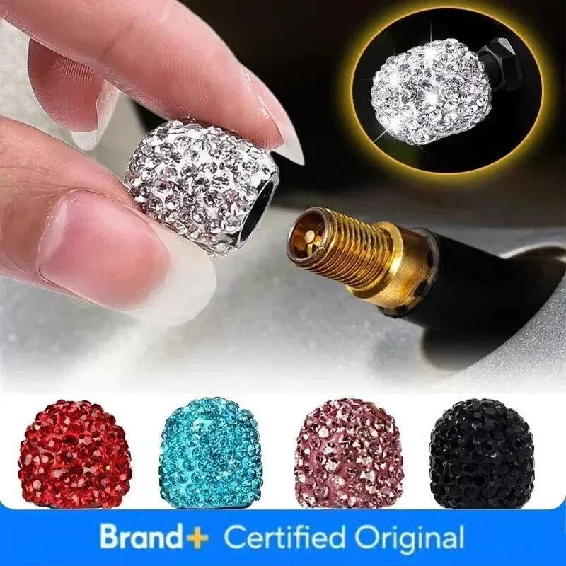 4/2pcs Diamond Crystal Motorcycle Car Tire Valve Caps Shining Dust-proof Wheel Valve Cover Vehicle Bling Valve Cap Styling Toos