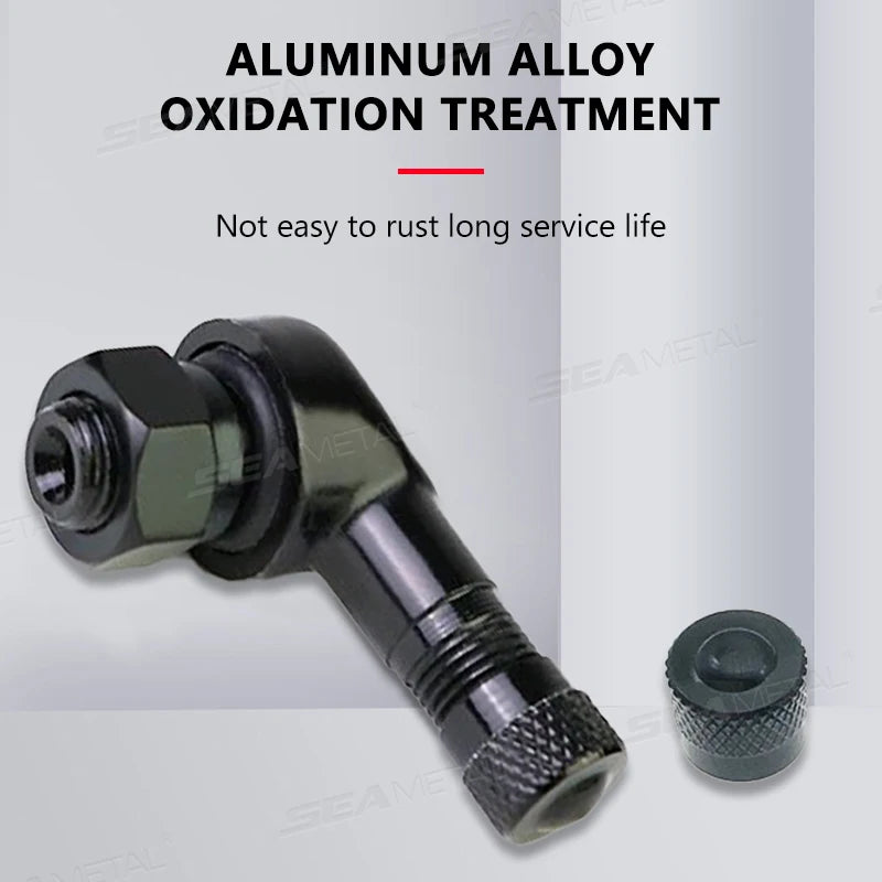 SEAMETAL 1/2pcs Universal Motorcycle Wheel Tire Valves Stem Cap Air Tire Cover 90 Degree CNC Aluminum Tubeless Valve Stems