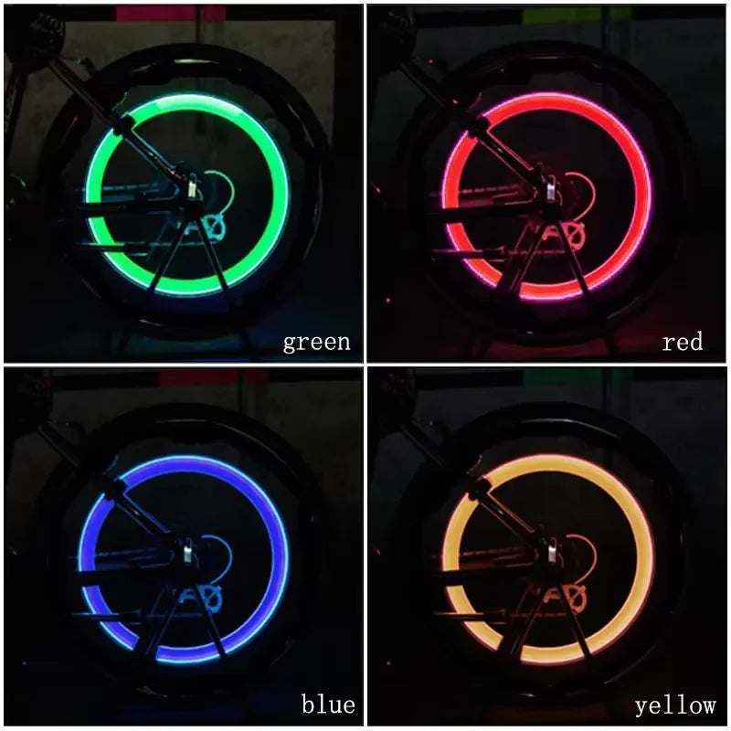 2PCS Bicycle Lights Motion Sensor LED Lights Road MTB Bike Tire Valve Caps Wheel Spokes LED Light Bicycle Accessories Neon Flash