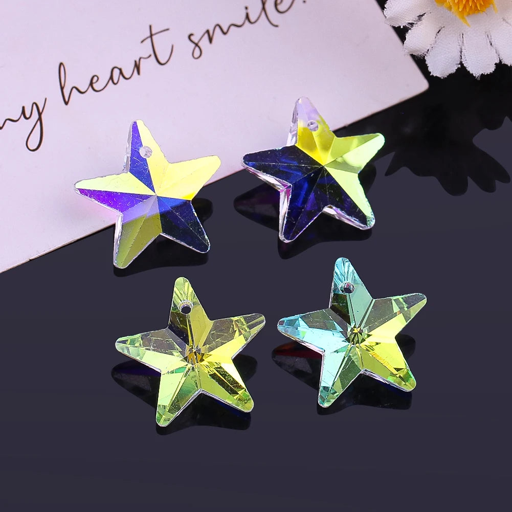 10pcs 20mm Crystal Beads DIY Suncatcher Making Pendant Moon Star Chandelier Parts Lamp Bead Charms for Necklace Earrings Jewelry