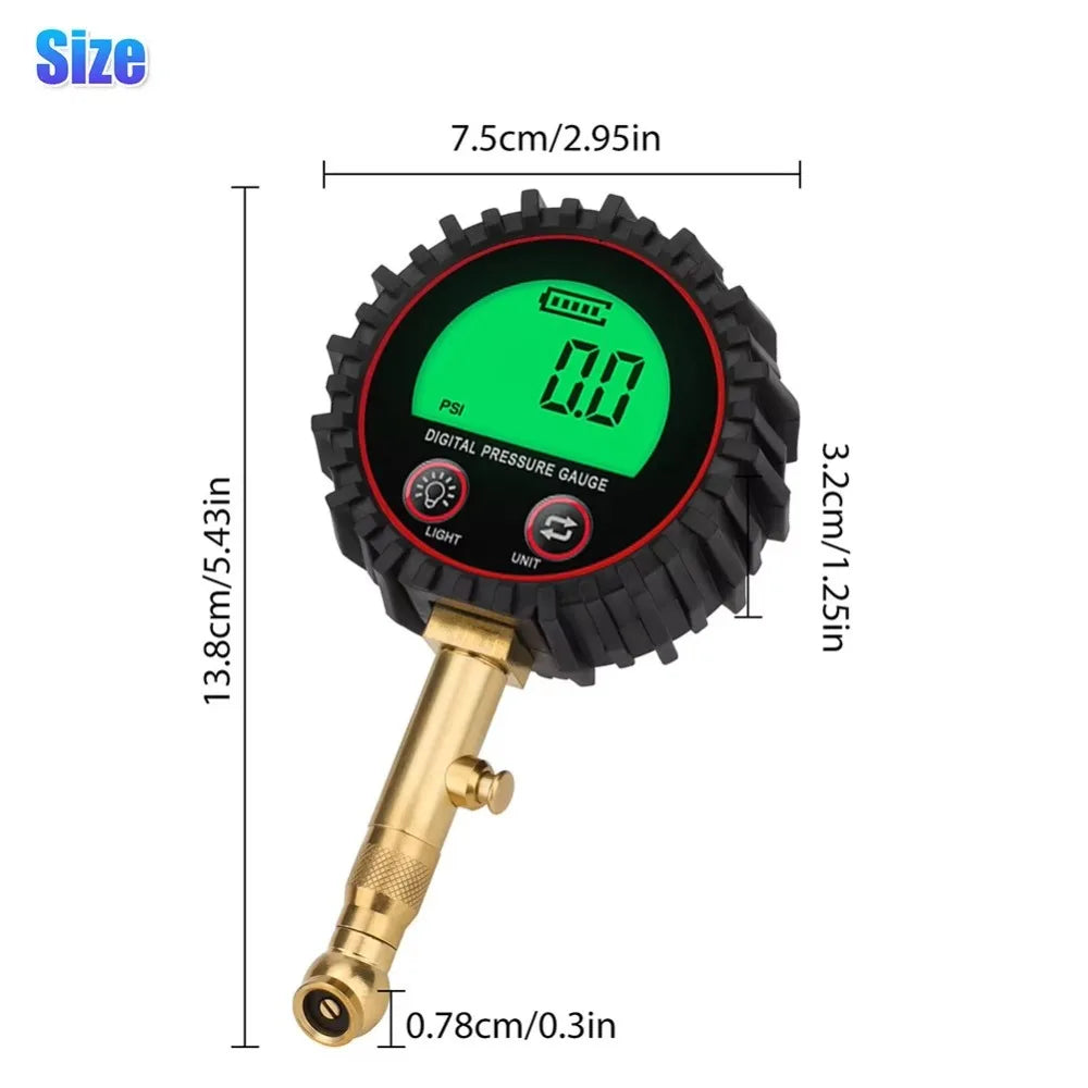 3-255PSI Digital Tire Pressure Gauge Heavy Duty Accurate Clamp Air Pressure Gauge Tyre Air Gauge For Car Truck Motorcycle