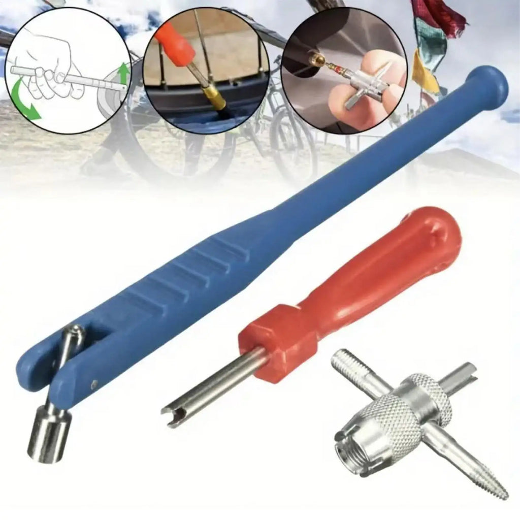 3pcs/set Car Valve Stem Removal Tool Motorcycle Tire Valve Remover Metal Puller Wrench For Motorcycle Car Bike Tire Repair Tool