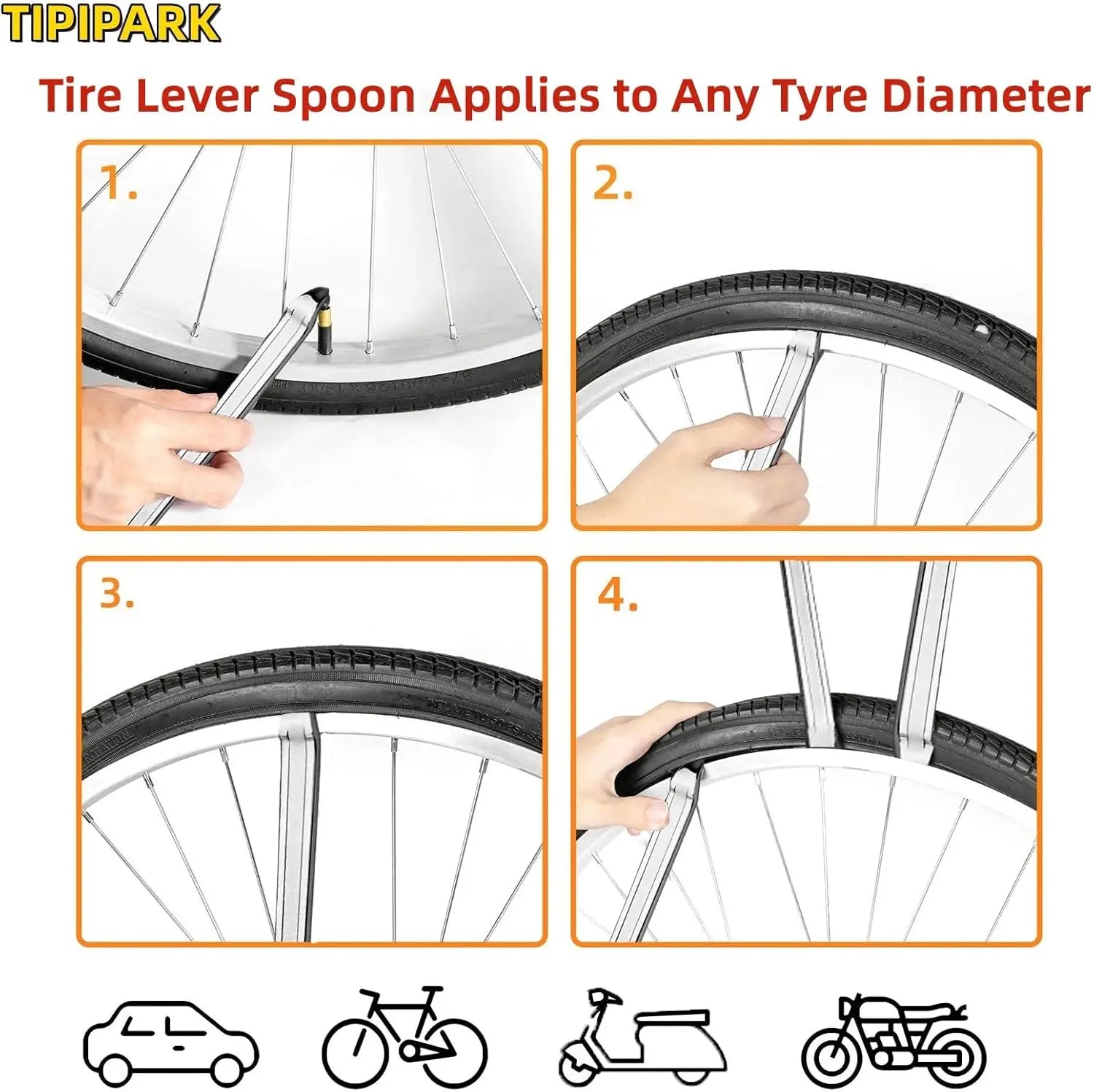 Multifunctional Tire Change Tool 27cm Bike Motorcycle Car Tire Lever Kit Curved Steel Tyre Iron Pry Bar Removal Repair Tool
